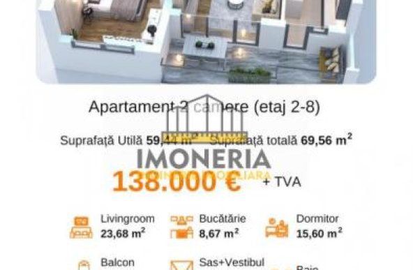  2 camere spatioase | 74 mpu | metrou Mihai Bravu la 2 minute