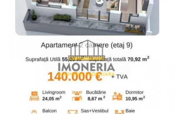  2 camere spatioase | 74 mpu | metrou Mihai Bravu la 2 minute