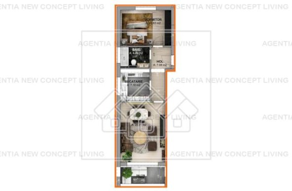 Apartament decomandat, predare la cheie, intabulat (ALP-56O-Mo)