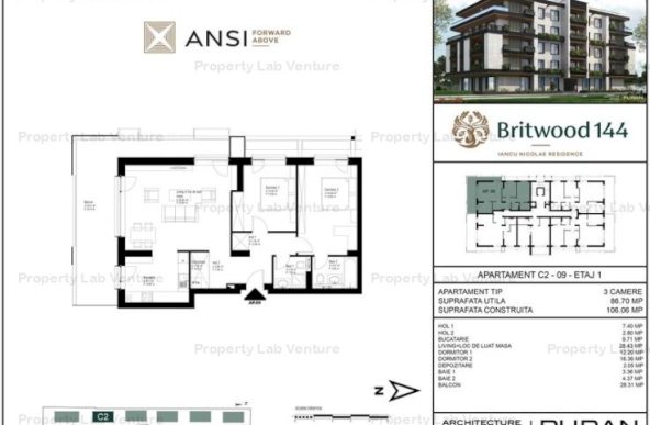 De vânzare apartament 3 camere – BRITWOOD 144, Iancu Nicolae