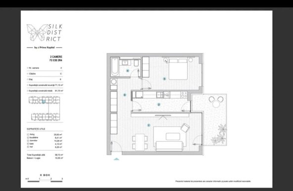 Apartament 2 camere Silk District Intabulat