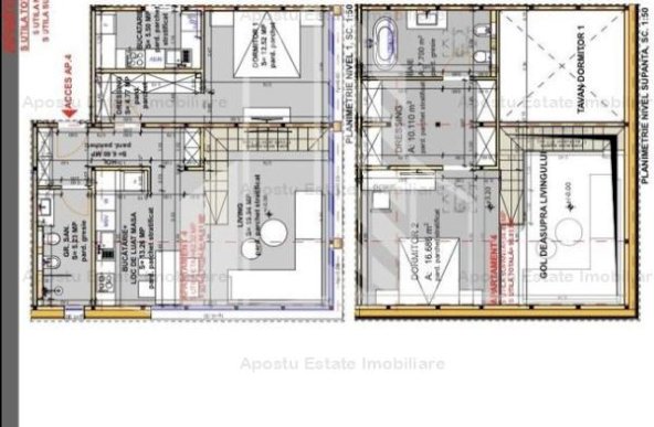 Apartamente noi cu 3 camere, scara interioara, Complexul Studentesc