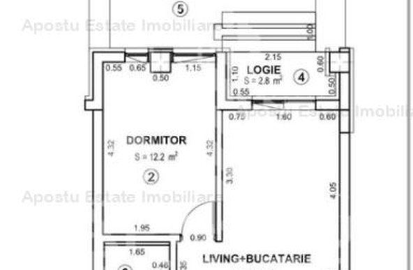 Apartament cu 2 camere open space Torontalului