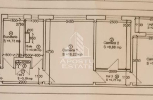 Apartament cu 3 camere, etaj intermediar, zona Dacia