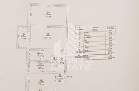 Apartament cu 3 camere, etaj intermediar, centrala proprie, Girocului