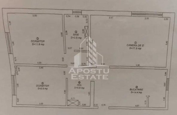 Apartament cu 3 camere, decomandat,centrala proprie,Spitalul Judetean