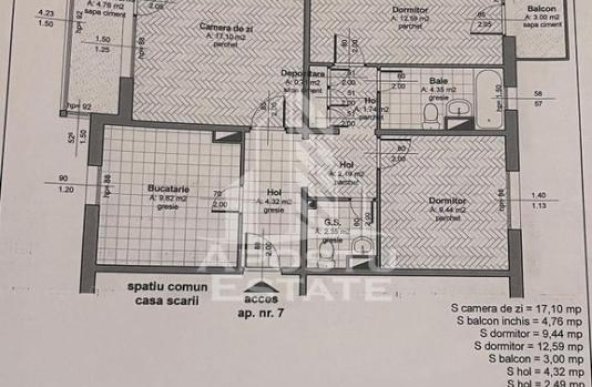 Apartament 3 camere,etaj 2,centrala proprie,zona Simion Barnutiu