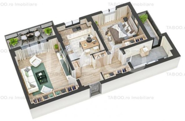 Apartament constructie noua 64 mpu 2 camere decomandate 2 balcoane