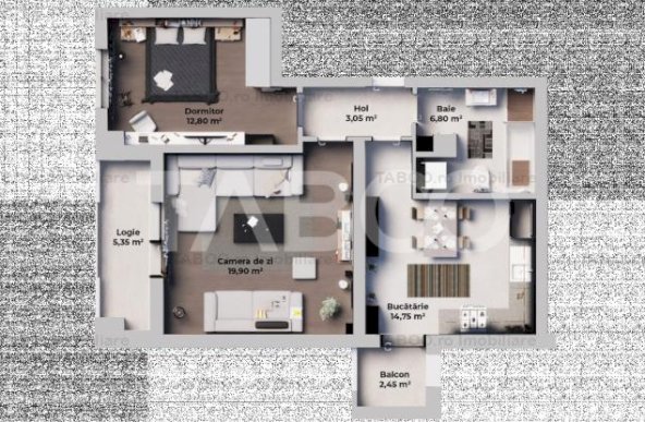 Apartament 2 camere spatios si modern 57 mpu cu incalzire in pardosea