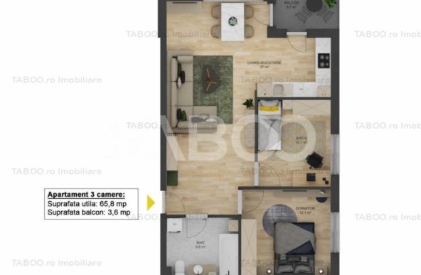 Comision 0% - Apartament 3 camere 66 mpu balcon in Doamna Stanca