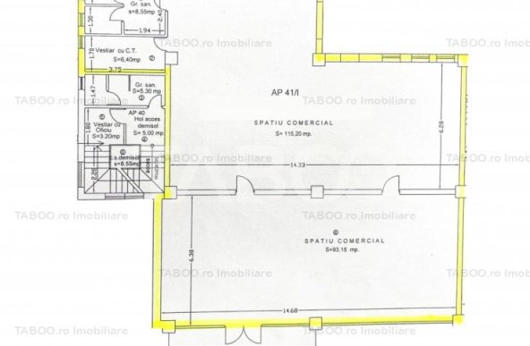 Spatiu comercial cu 2 camere parter cu vad auto Turnisor