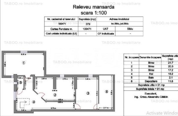 Spatiu de inchiriat pentru birouri 194 mpu zona centrala Sibiu