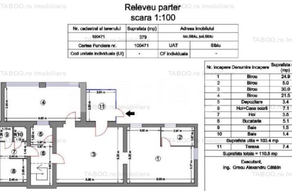 Spatiu de inchiriat pentru birouri 194 mpu zona centrala Sibiu