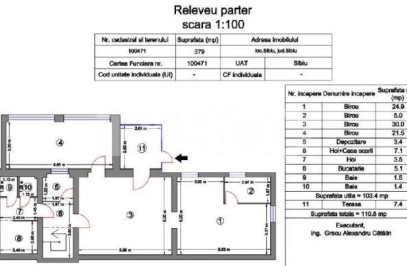 Spatiu de inchiriat pentru birouri 194 mpu zona centrala Sibiu