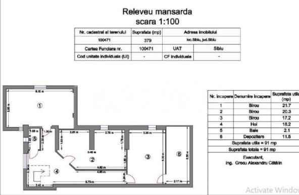 Spatiu de inchiriat pentru birouri 194 mpu zona centrala Sibiu