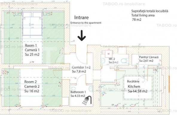 Apartament ultracentral de inchiriat – 2 camere spatioase