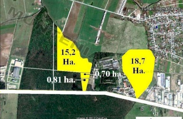 TUNARI - Centura Bucuresti, 18,7 Ha. teren (padure de peste 100 ani)